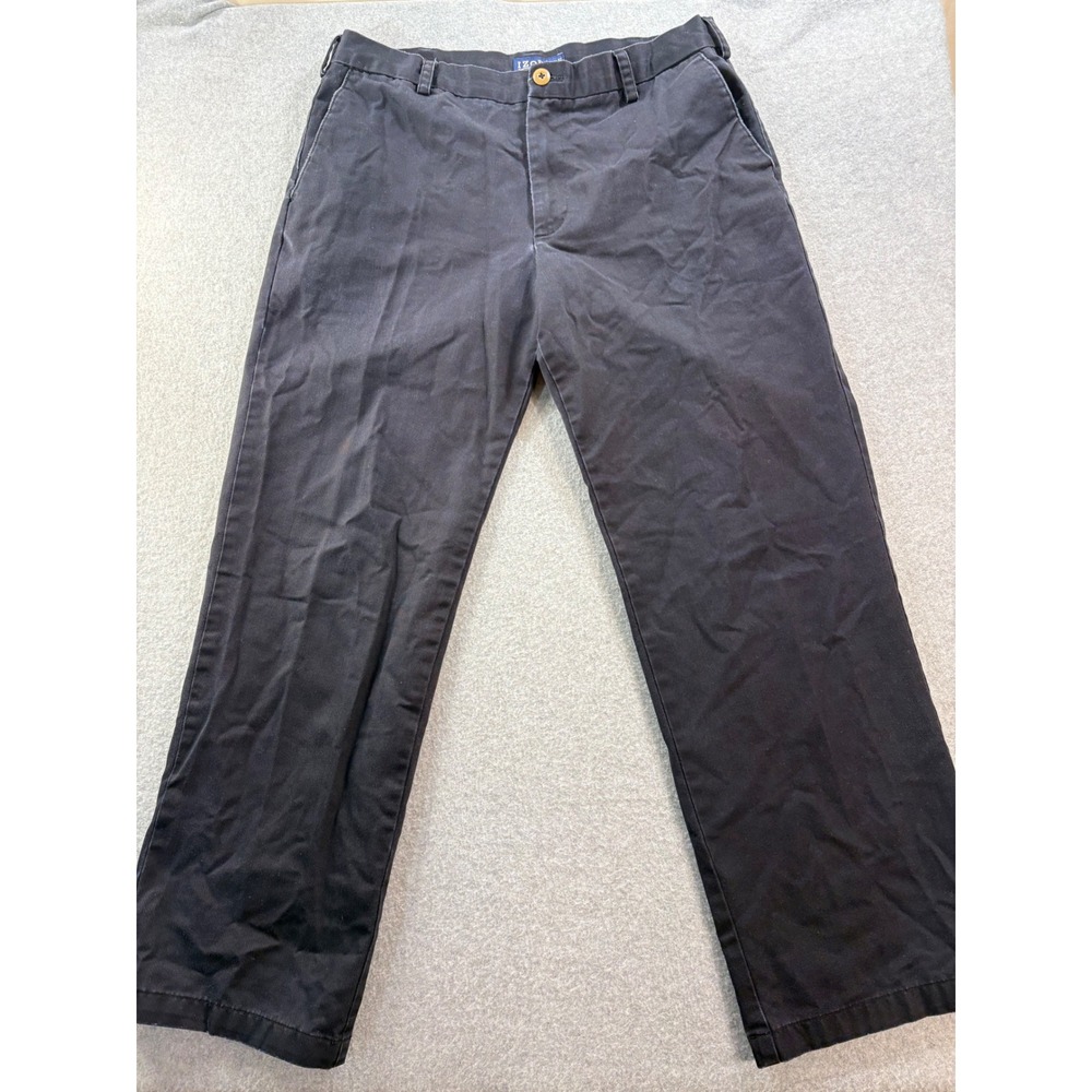 IZOD American Chinos Mens 36x32 Straight Fit Navy Blue Cotton Pants 45BM007